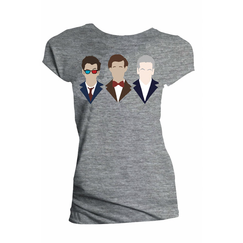 Doctor Who 3 Doctors Vector Ladies T-Shirt